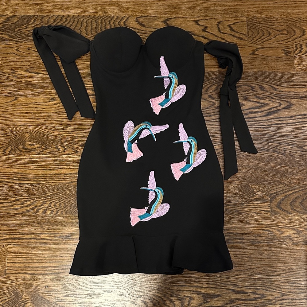 Elegant Black Dress with Colorful Embroidery